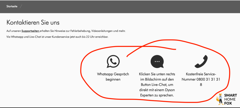 Weitere Kontaktmöglichkeiten für den Kundensupport